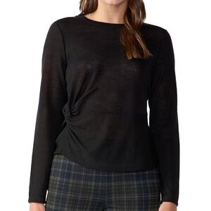 NEW Sanctuary Knot Your Business crewneck long sleeve top knotted detail Black